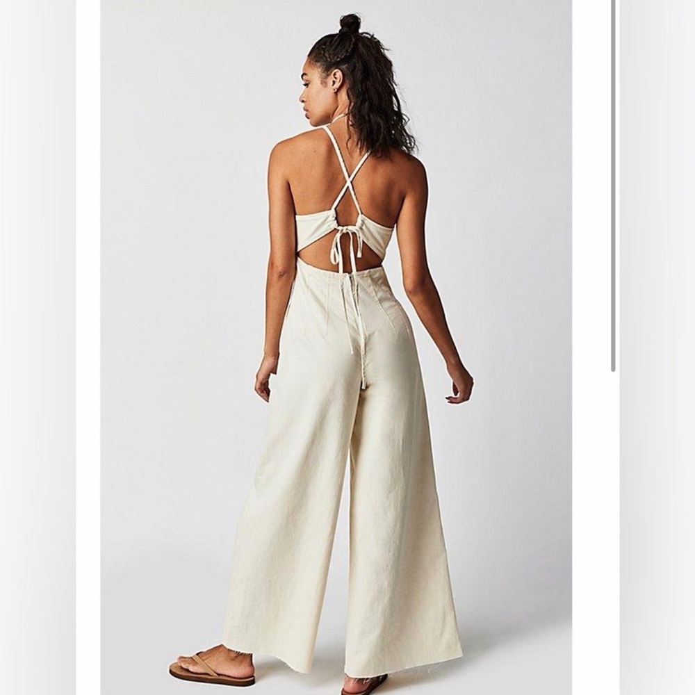 Free people crvy cream jumpsuit